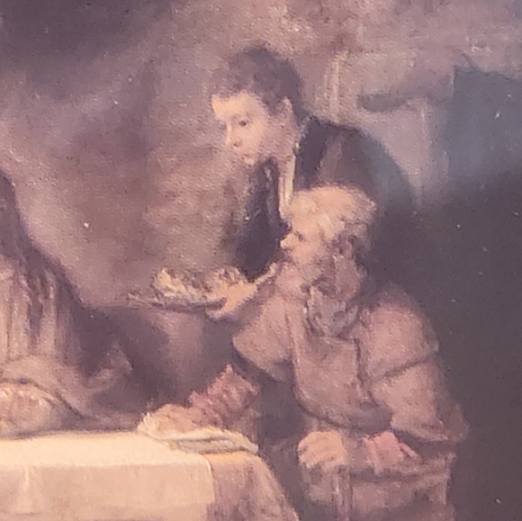 Vintage Rembrandt "Supper at Emmaus, 1648" Miniature Framed Print 6.5"X6.5"X0.5" - Picture 4 of 14